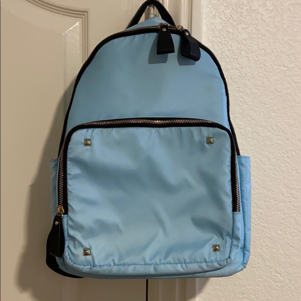 light blue backpack